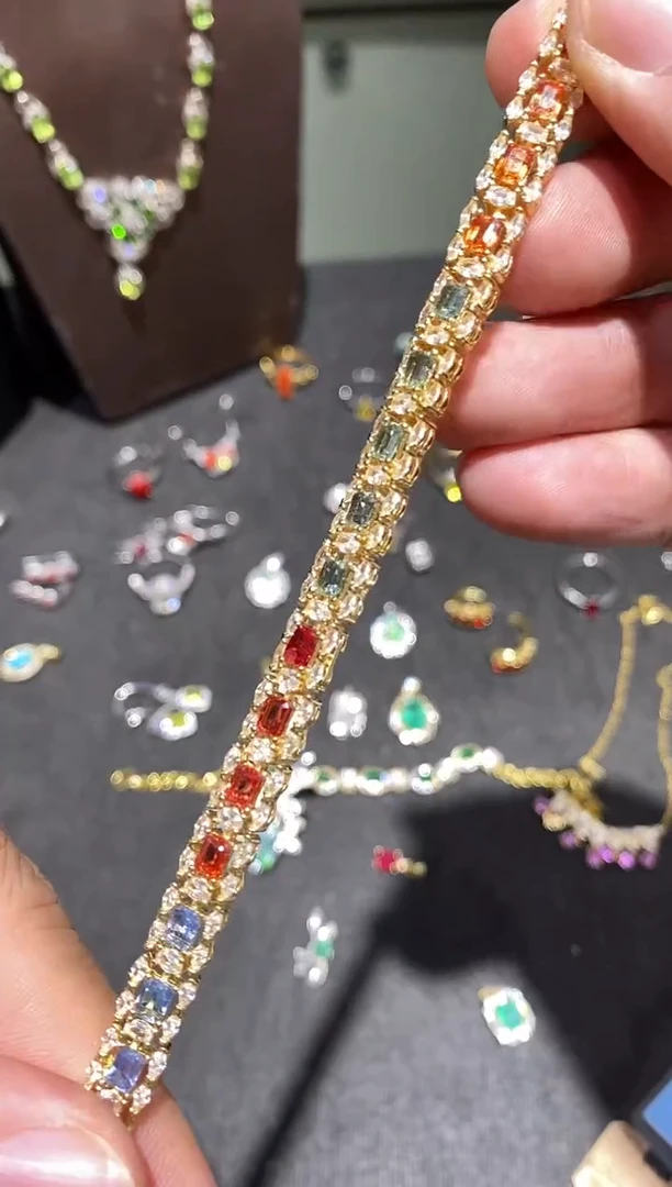 手链蓝宝石银S925镶嵌手链