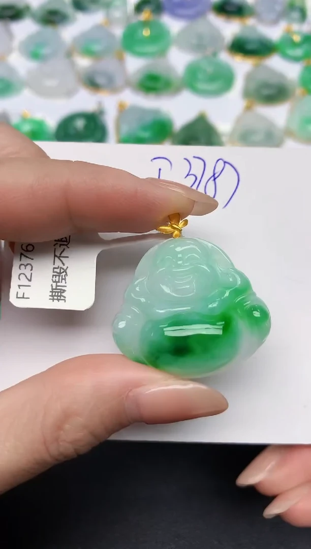 颈饰18K金镶嵌翡翠天然缅甸A货翡翠百元以上9元证书费自理