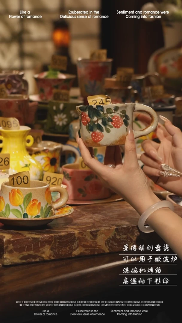 陶瓷245景德镇高温手绘釉下彩设计师款式