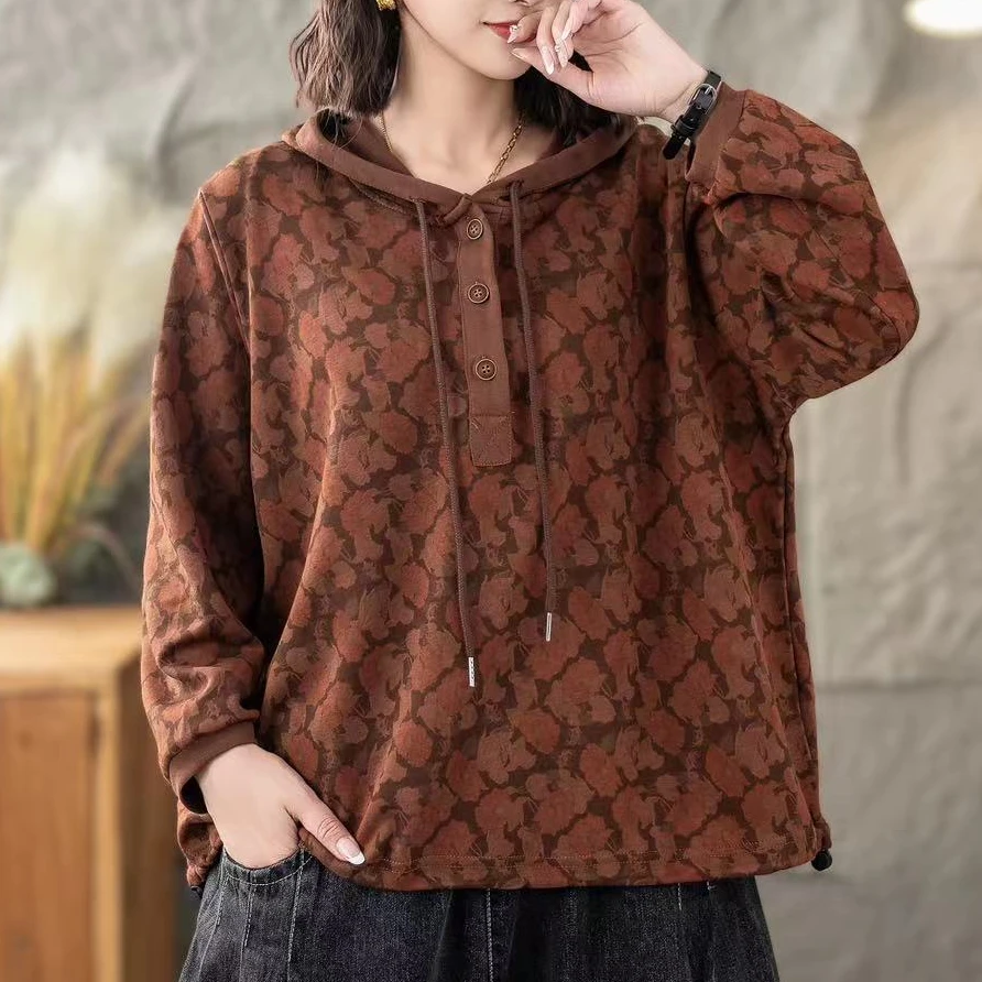 8354新款春季休闲百搭洋气时尚长袖连帽上衣T恤