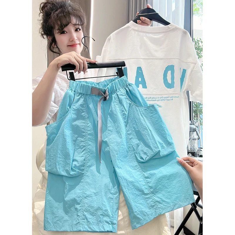 男童套装夏季薄款2025新款大童男孩洋气时髦儿童短袖炸街宽松夏装
