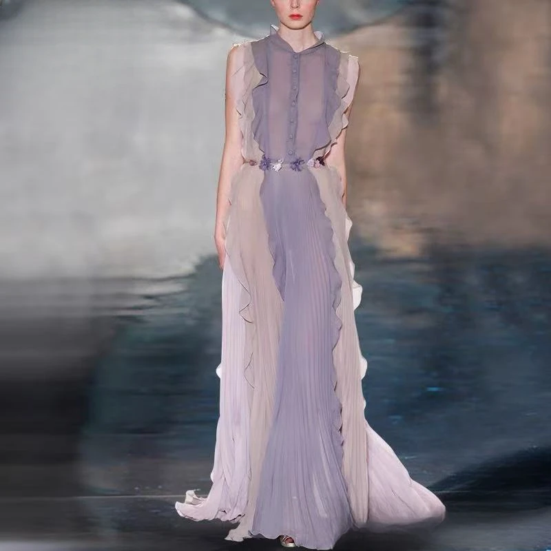 平凡高定！法式荷叶边小飞袖高级感收腰百仙女连衣裙0579(第8杆