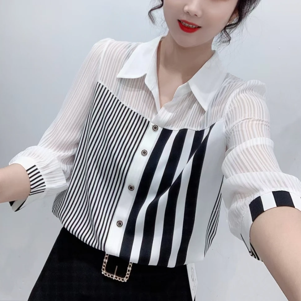 2025春夏新款时尚洋气减龄衬衣气质显瘦七分袖女士衬衫