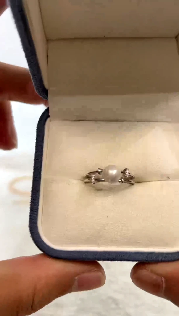 银S925镶嵌戒指海水珍珠