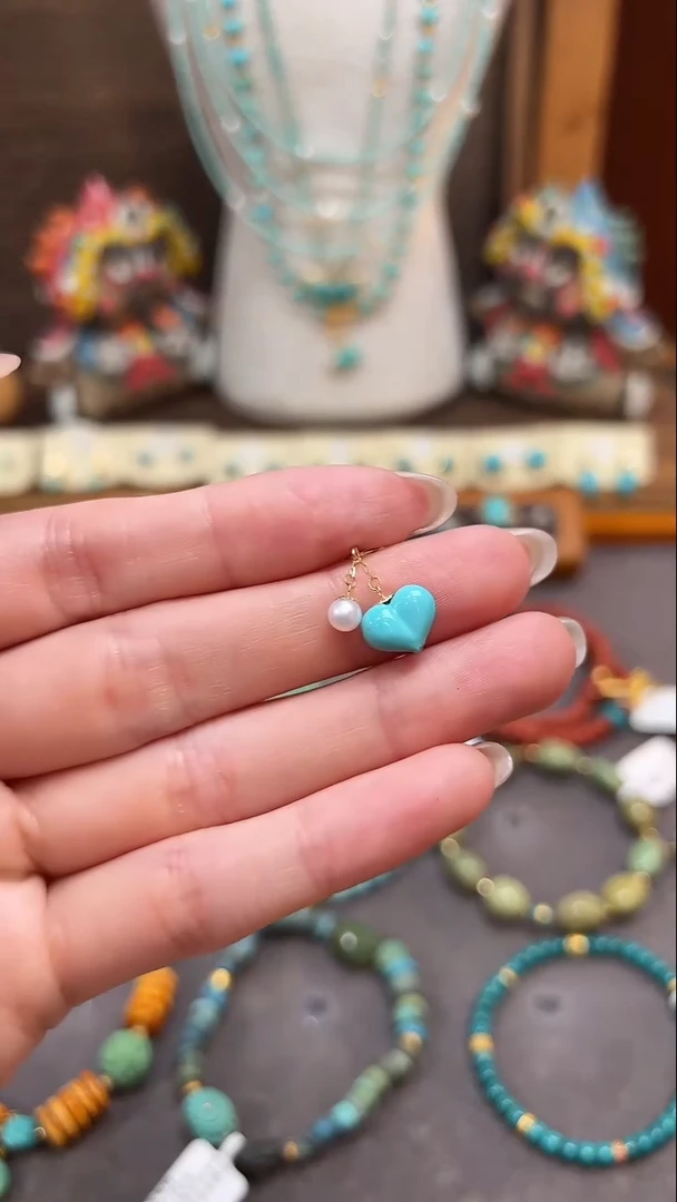 绿松石18K金镶嵌提溜绿松石提溜