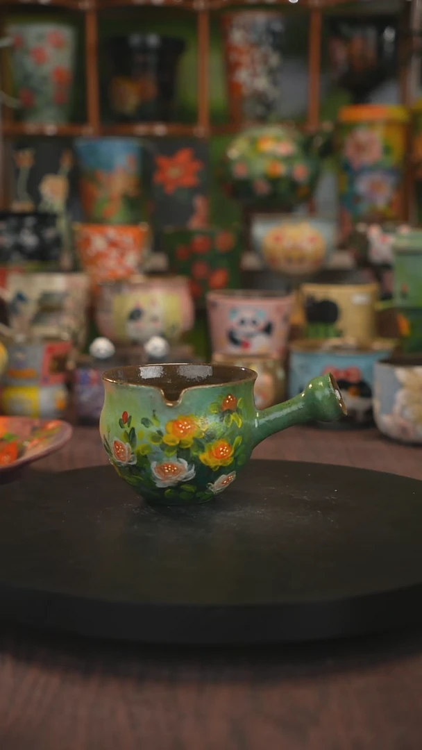 紫砂油画手绘釉下彩