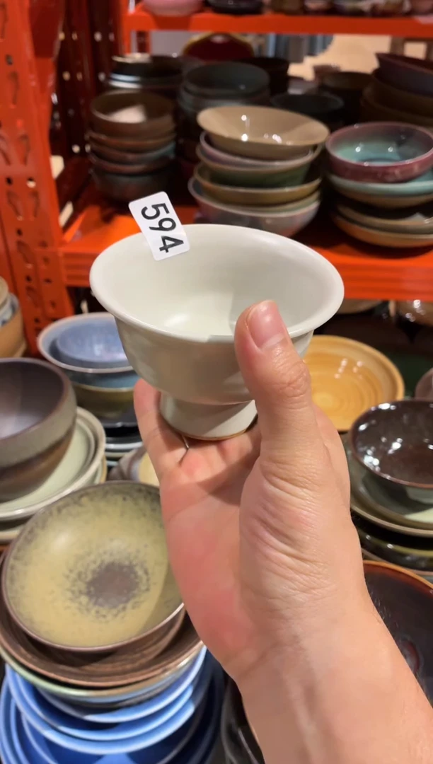 瓷片璇**贝594手工立口反边茶杯1个