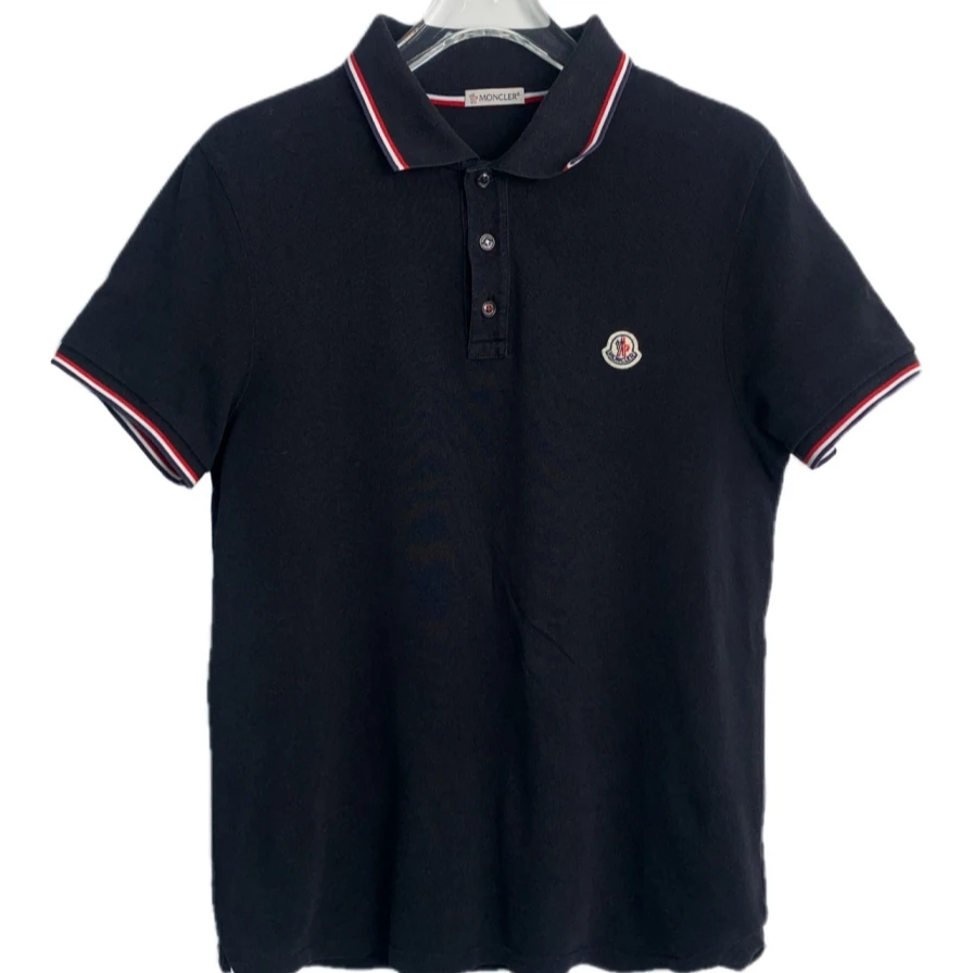 95新 MONCLER  J21871  徽标贴饰翻领单排扣短袖Polo衫 S码