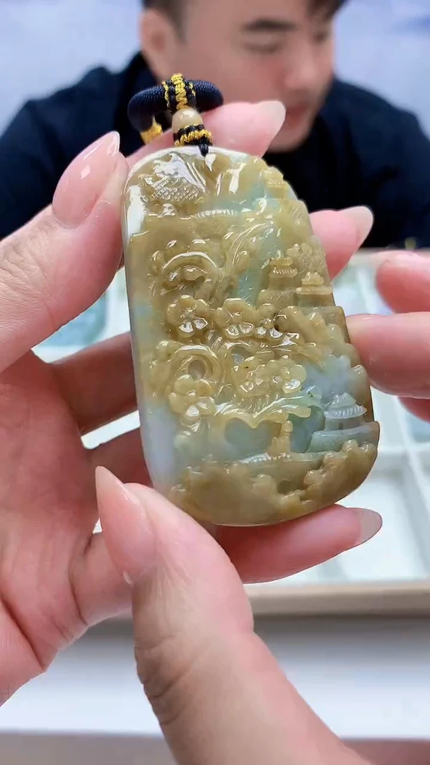 未镶嵌定制翡翠5060MM-毛货挂件83