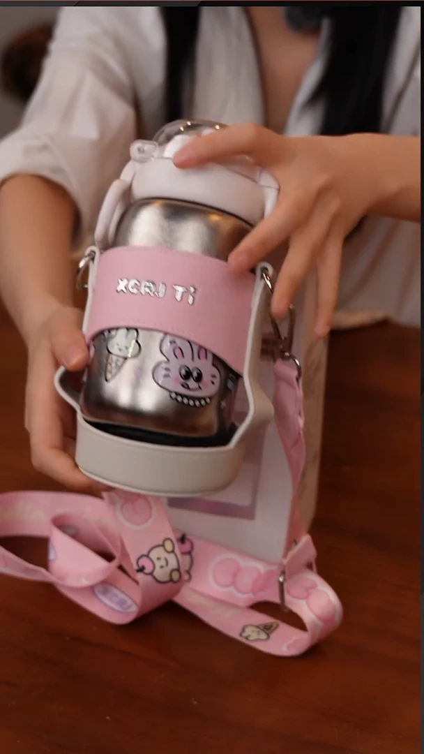 59-小茶日记内外纯钛儿童保温杯500ML-粉色