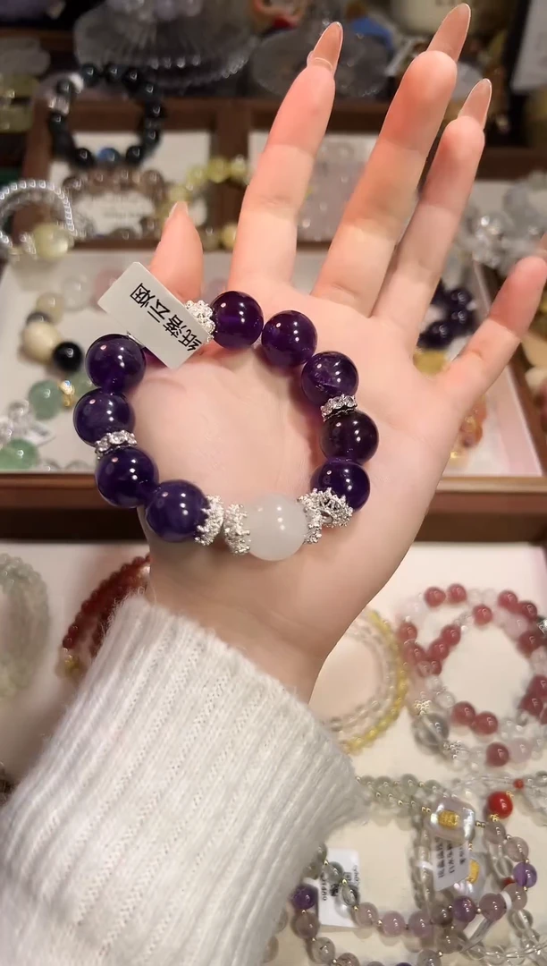 银S925镶嵌手链烟晶多样性发其一，颜色微差