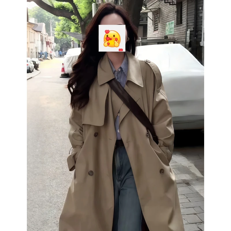 高个子胖MM200多斤加长款风衣女宽松秋季风衣女款过膝超长款大衣