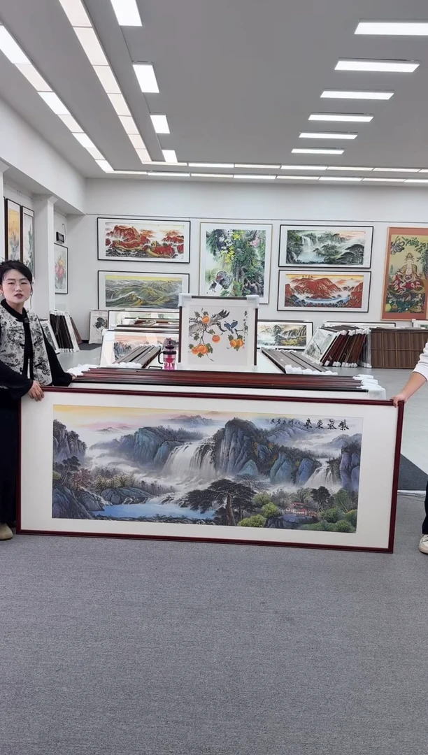 国画手绘  219*88  紫气东来