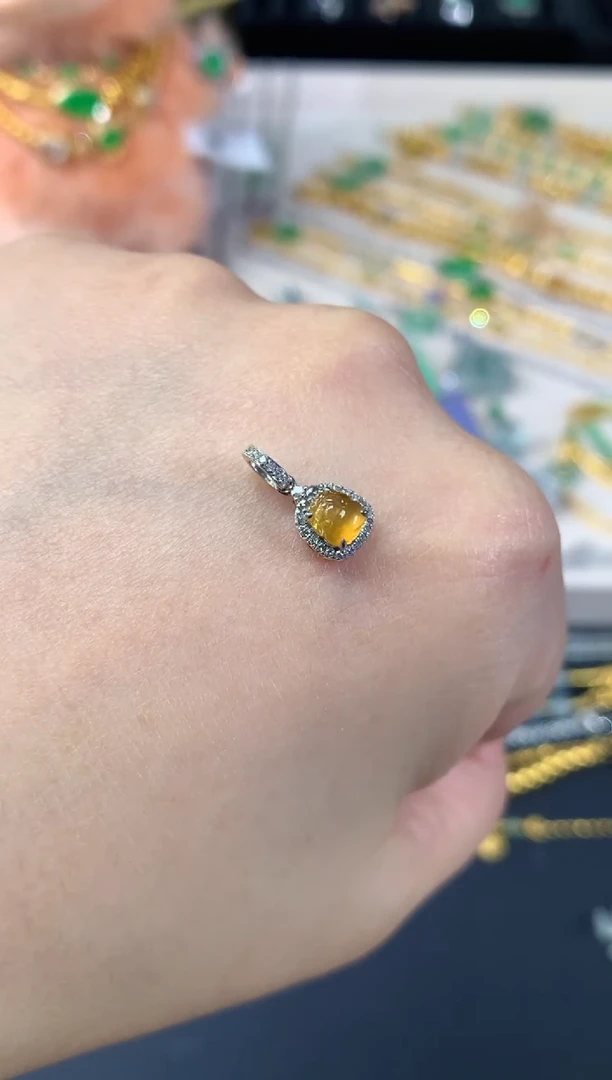 翡翠18K金镶嵌吊坠(不含链)A413|1680