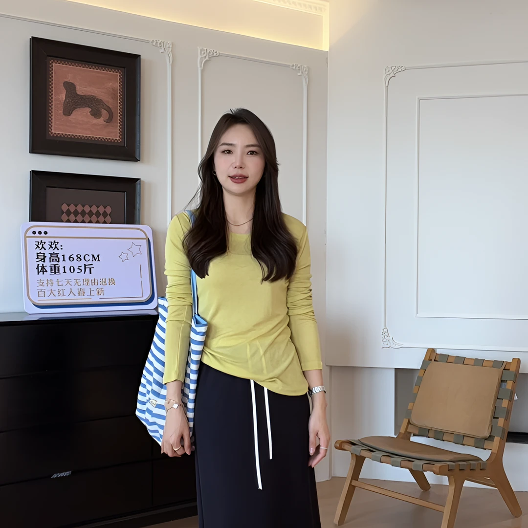 【YHH】春季韩版舒适气质时尚修身长袖针织打底衫-YHW50190