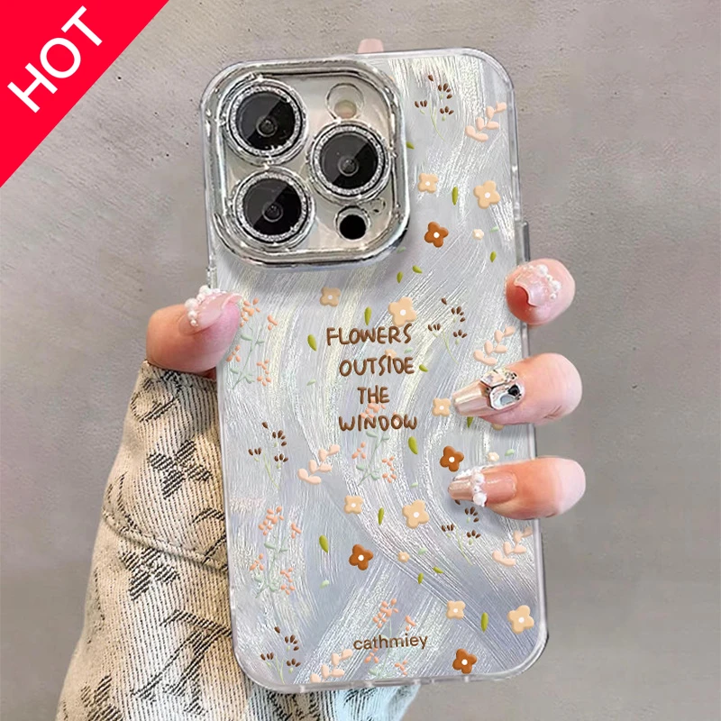 兰知春序花适用配件软壳苹果手机壳iphonepromax女闪粉高级新款