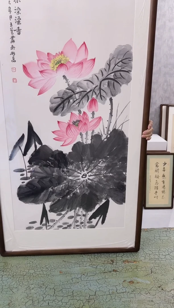 【闪购商品】书法荷花   123x63  手绘作品