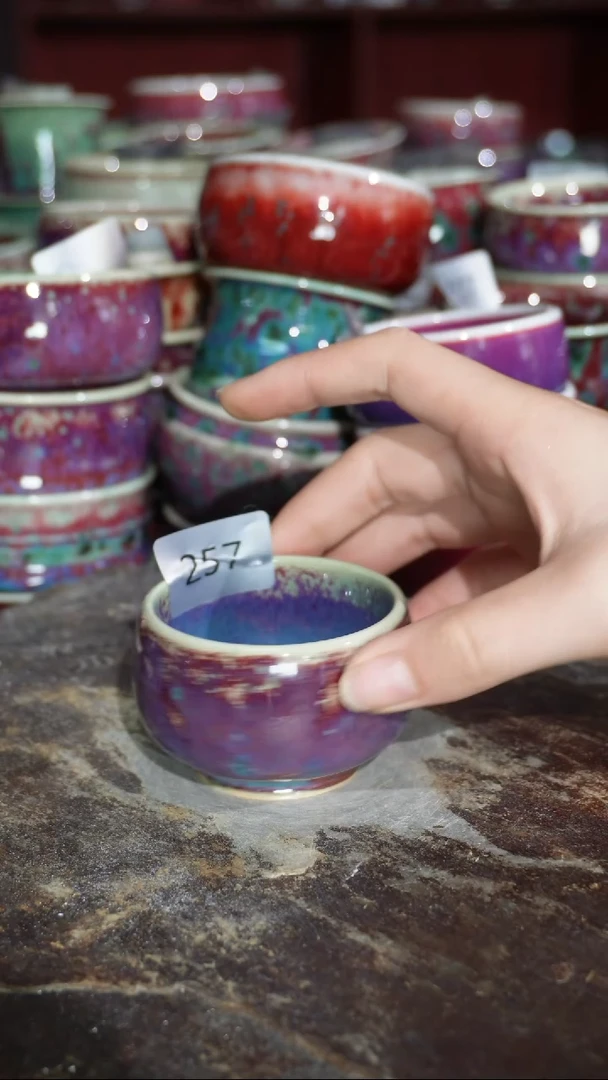 摆件陶精品窑变钧瓷茶器