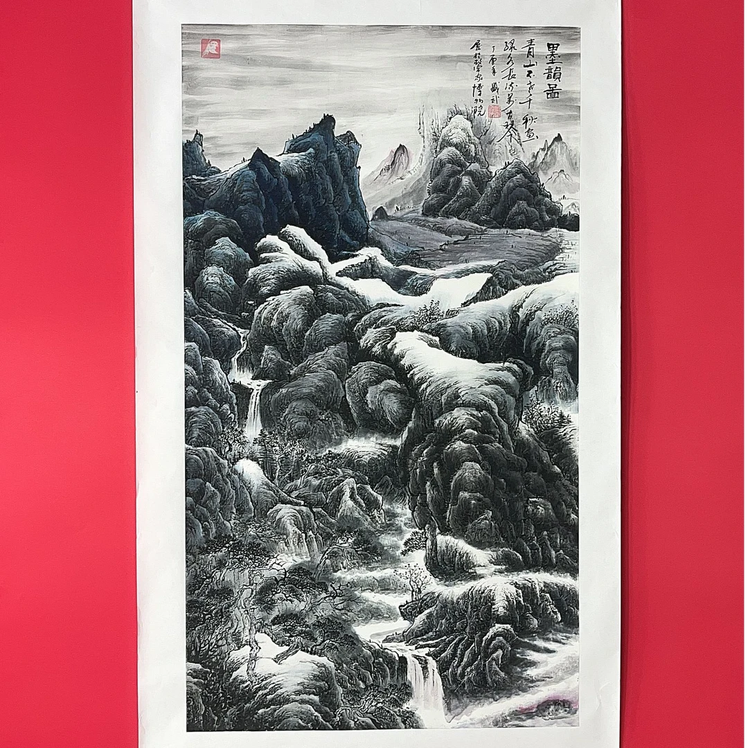 熊盛武六尺竖幅墨韵图山水画