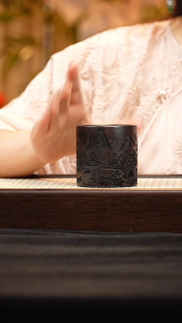 茶杯紫砂J石黄直筒杯