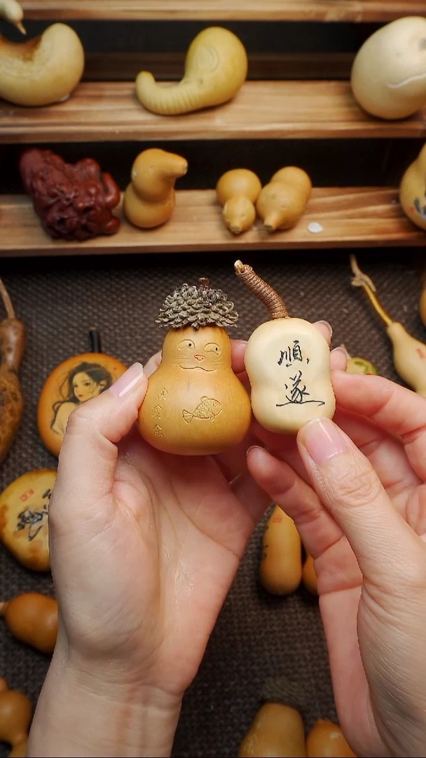 葫芦雕刻文玩把件相 进