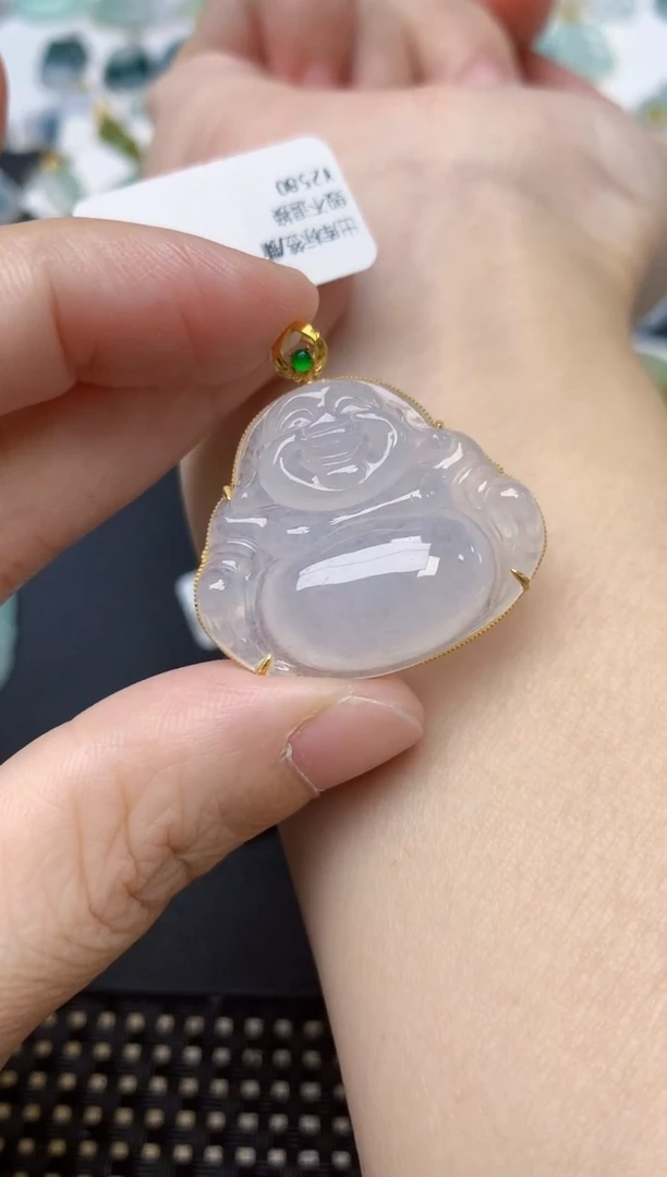 颈饰18K金镶嵌翡翠天然缅甸A货翡翠