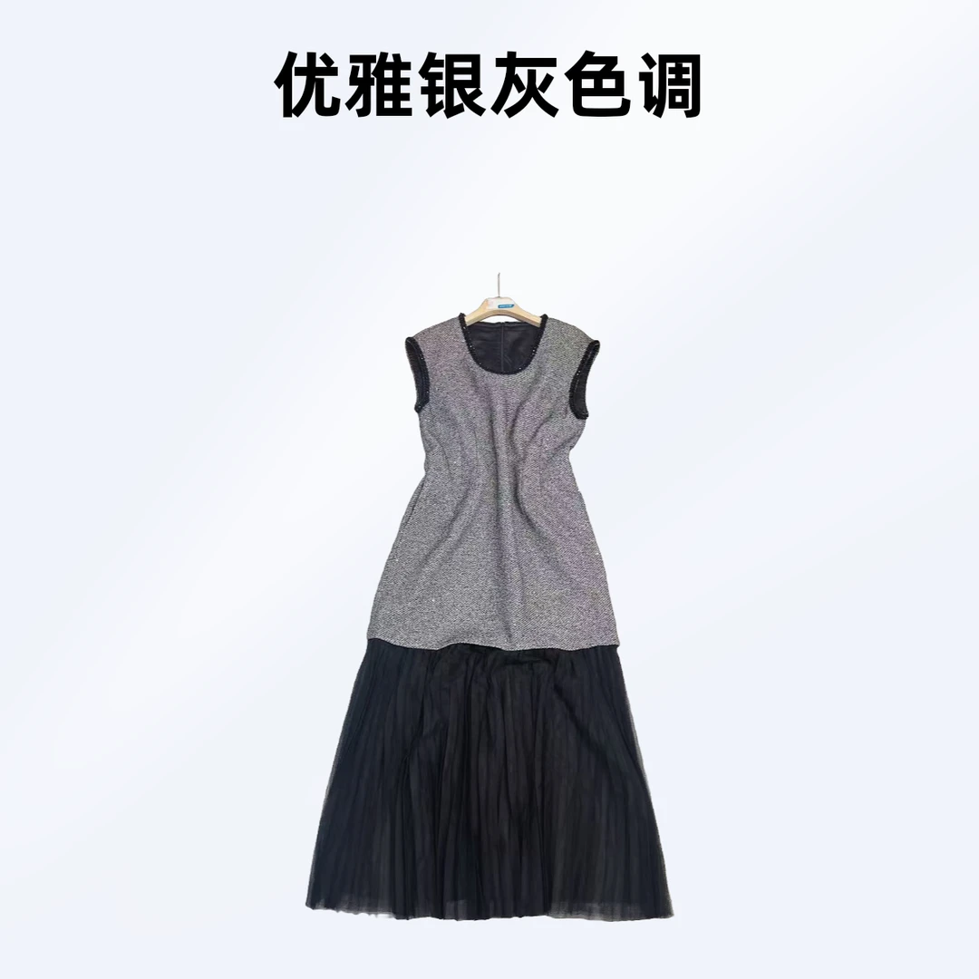 2025V v工作室新款 秋冬新款高定连衣裙无袖气质百搭设计—7006