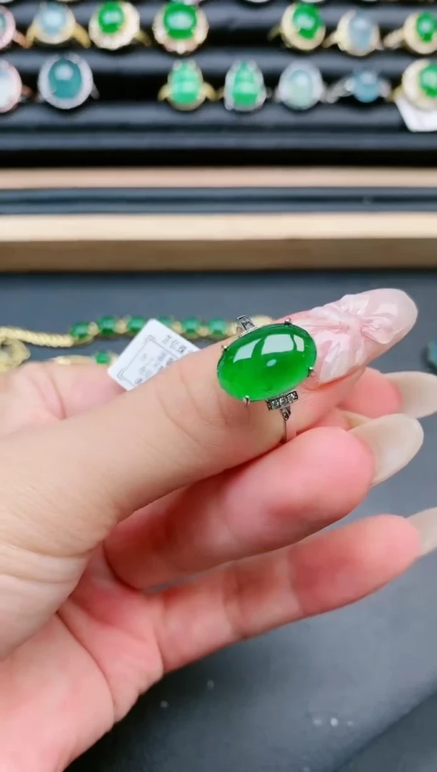 翡翠戒指银S925镶嵌1111