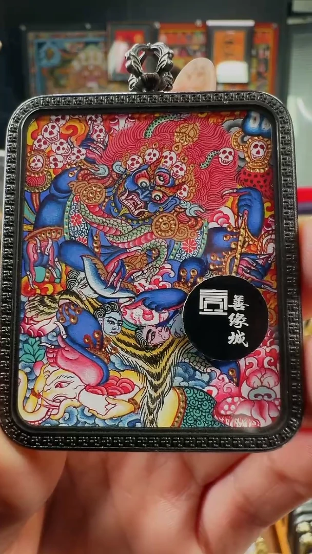 吊坠壹善缘城手绘唐卡大黑天