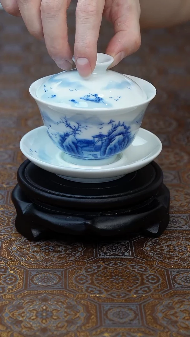 盖碗景德镇手工三才