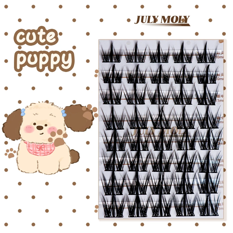 JULYMOLY自制动物系列假睫毛柔软新手单簇纤长猫系犬系狐系兔系