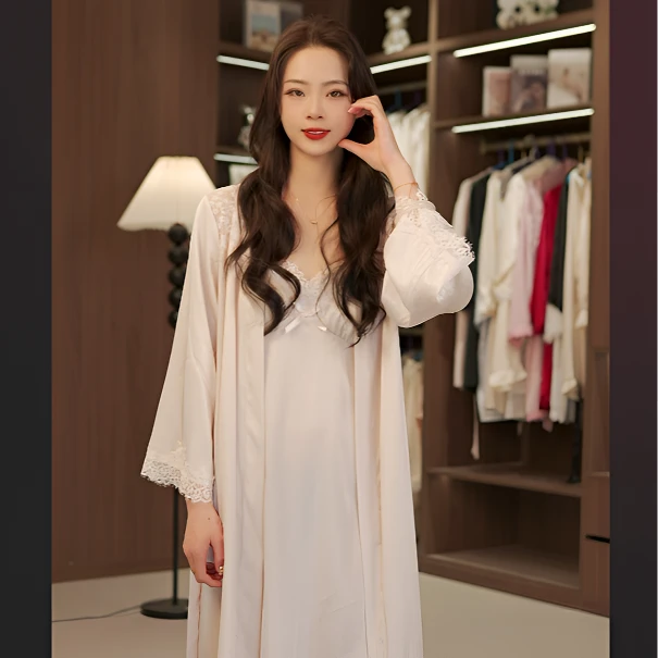 2025新款爆款女士家居服睡衣吊带睡裙袍裙带胸垫可外穿蕾丝花边