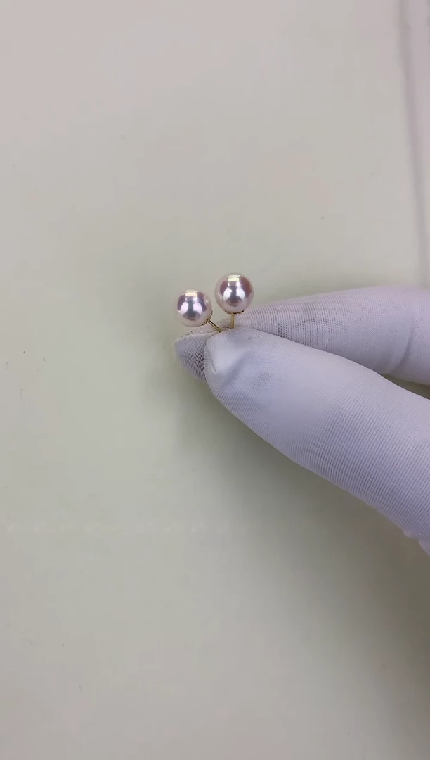 18K金镶嵌DA海水珍珠 GD015 8-8.5 素钉定制