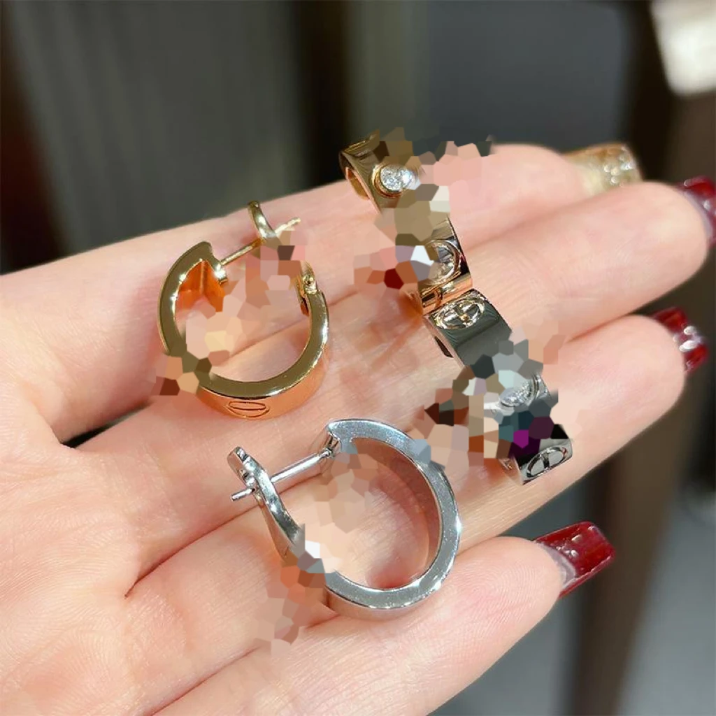 925银合成锆石耳饰  单钻白金色玫瑰金色耳圈耳环