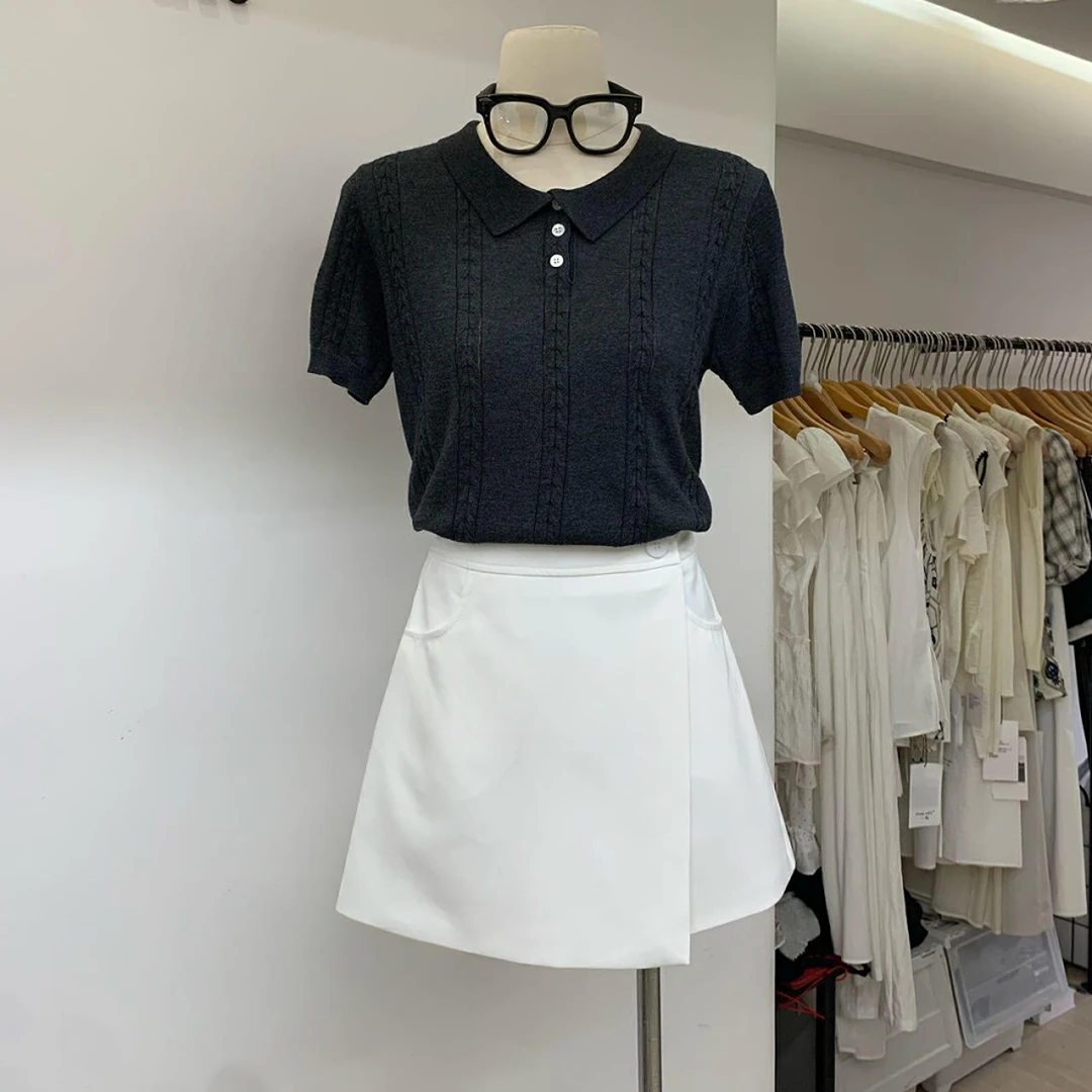 时尚百搭A字半身短裙女夏季新款休闲不规则高腰显瘦裙裤#683