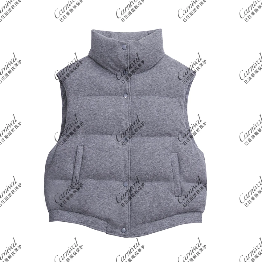 秋季百搭宽松时尚通勤保暖立领秋冬马甲女设计坎肩外套J5831#