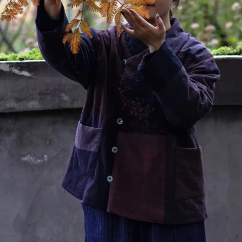 桑在云间 禾子交领土布棉上衣