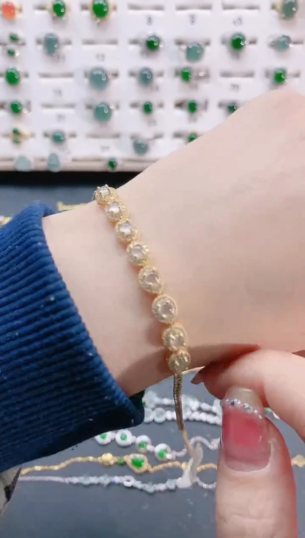 【闪购商品】翡翠手链银S925镶嵌天然翡翠