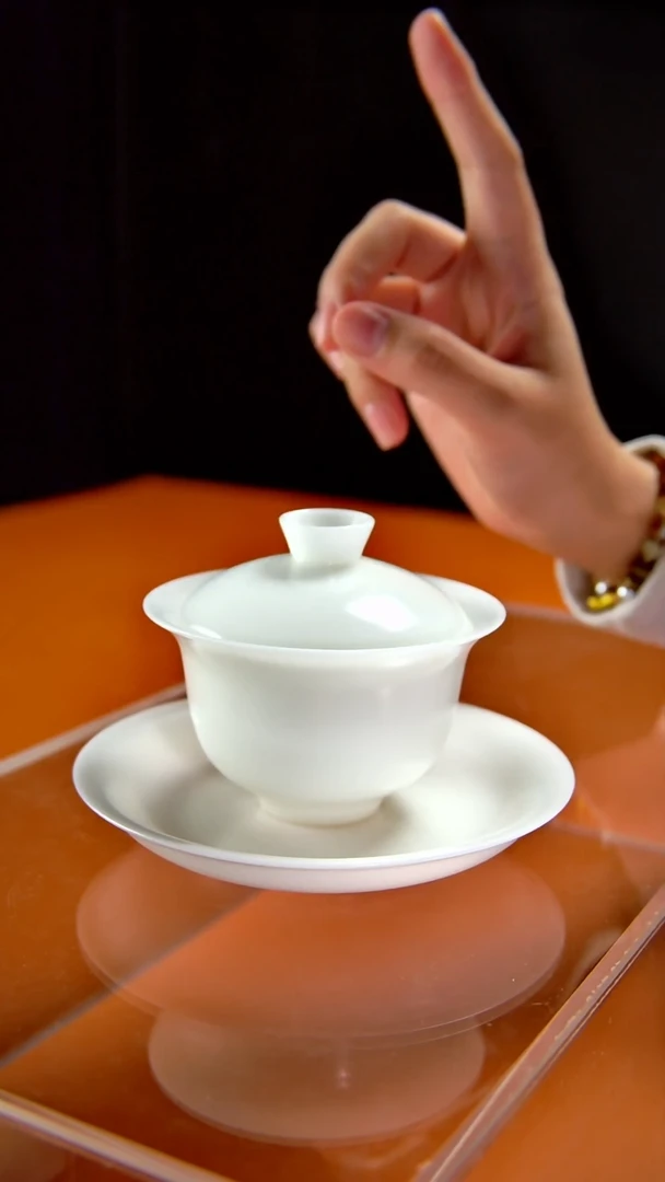 其他陶瓷《言泥陶瓷》冰种素烧三才盖碗