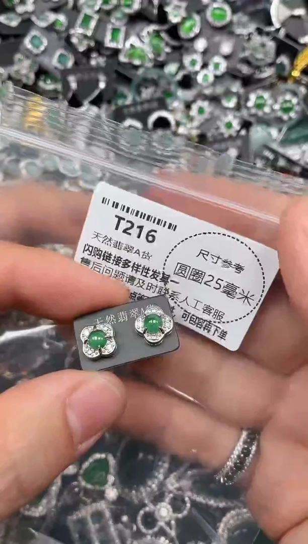 翡翠未镶嵌颈饰T216耳钉