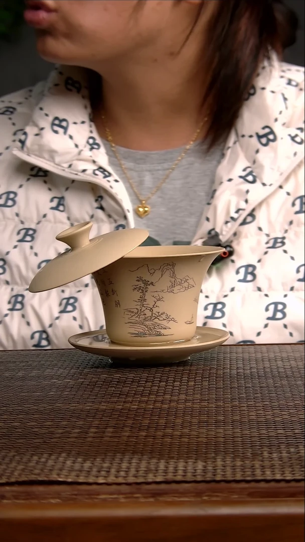 白泥百克三才盖碗