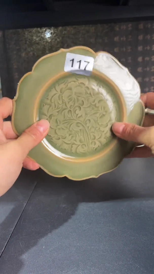 耀州窑仰山手工折枝牡丹壶承微瑕117