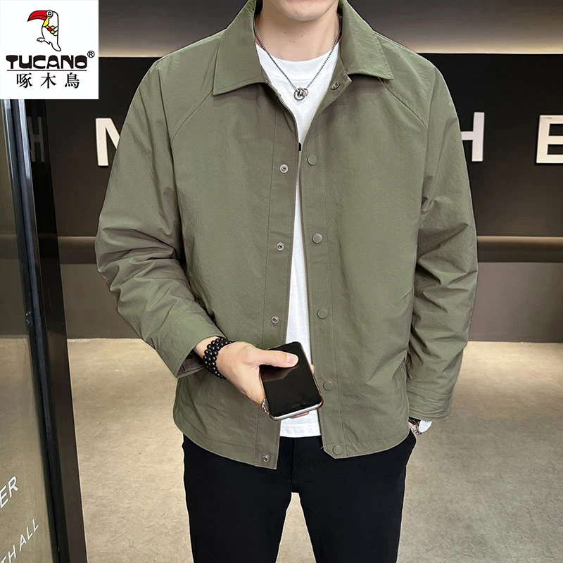 TUCANO/啄木鳥春秋防风宽松男士工装薄夹克薄款修身外套翻领纯色