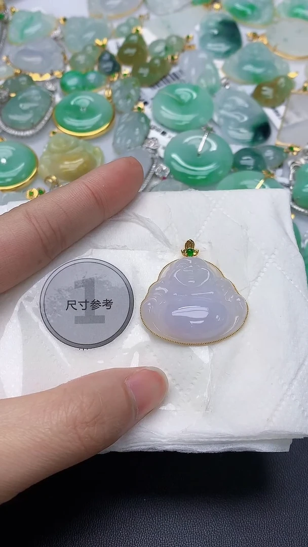 颈饰18K金镶嵌翡翠天然缅甸A货百元以上9元证书费自理
