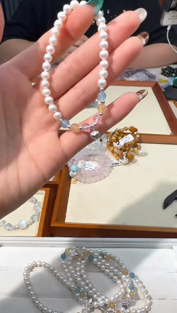 【闪购商品】水晶手链未镶嵌A045珍珠小爱心提溜款