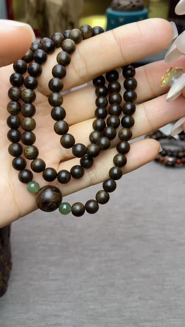 【闪购商品】沉香手串顺化紫棋06+留疤白棋1.2三圈沉水设计