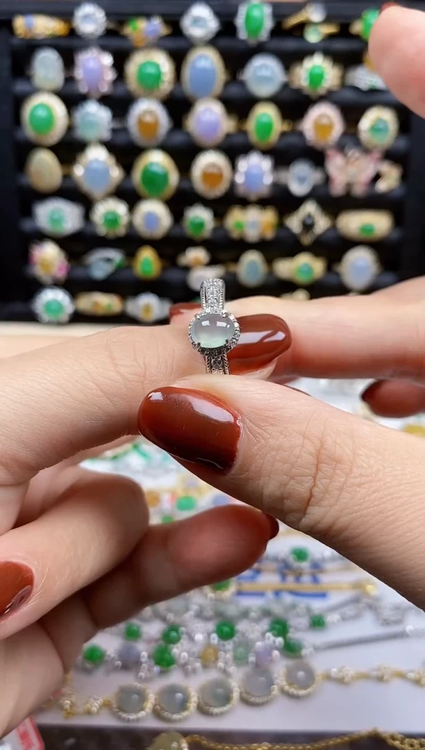 银S925镶嵌戒指翡翠8549