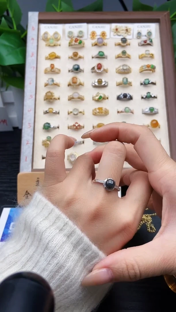 银S925镶嵌戒指翡翠12