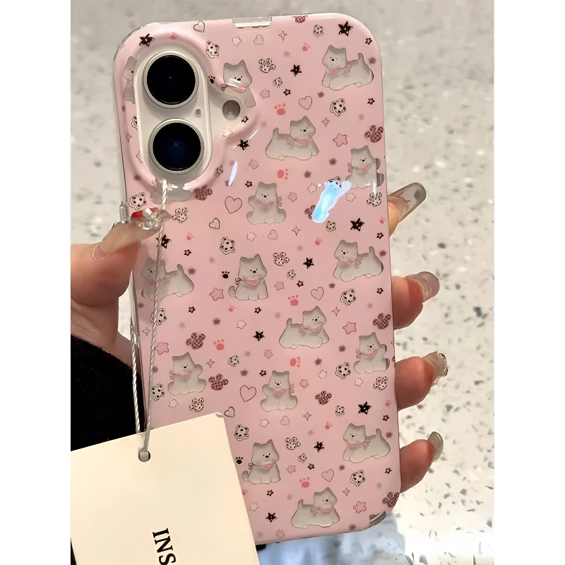 西高地爱心星星苹果适用苹果16/15手机壳iPhone13创意14手绳12/11