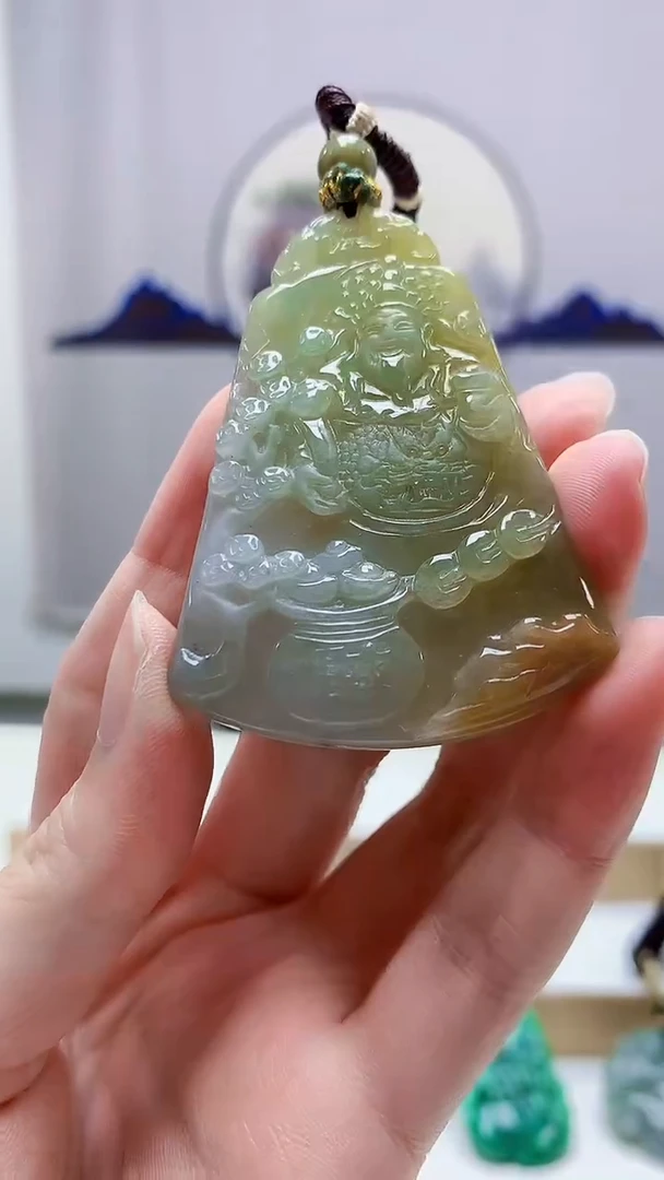 未镶嵌定制翡翠5028zm-毛货挂件财神150